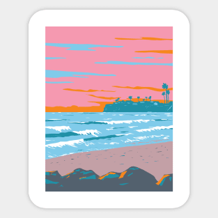 Tourmaline Surfing Park in Pacific Beach San Diego California WPA Poster Art Sticker